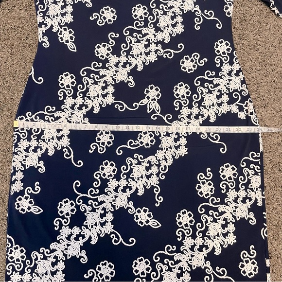 JM Studio by John Meyer Women’s Navy Blue & White 3/4 Sleeve Sheath Dress Sz 1X - Picture 9 of 9
